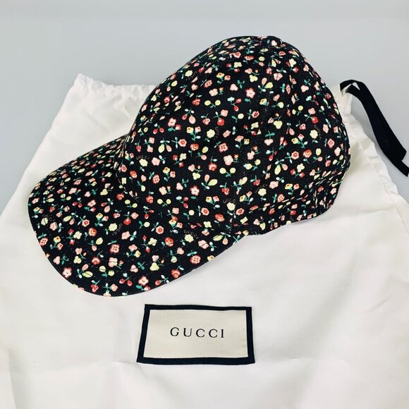 NWT Gucci Liberty Floral Baseball Hat In Black Size M - Picture 2 of 12